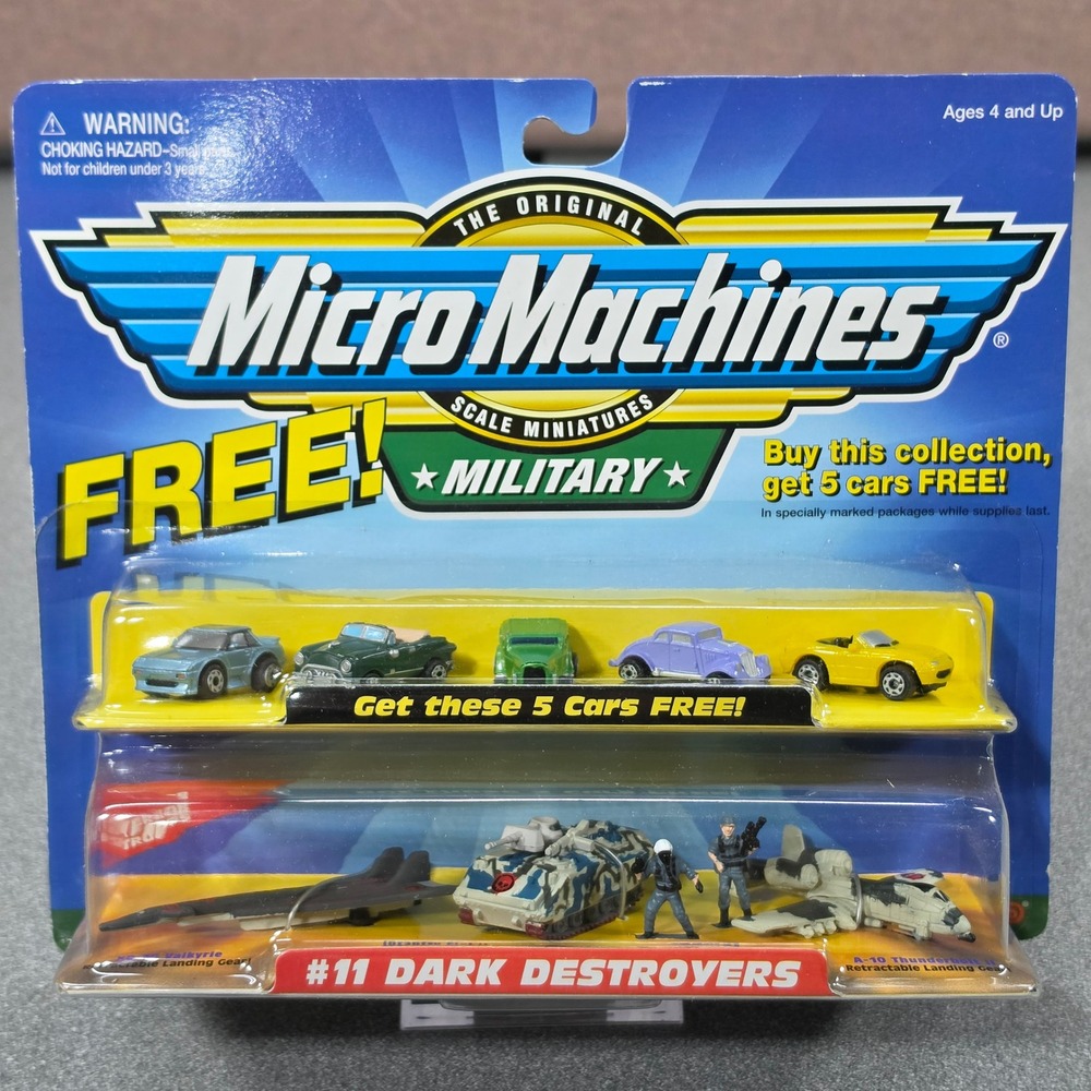 Micro Machines Military Dark Destroyers #11 With 5 Classic Cars NEW 90s Galoob